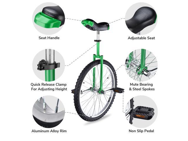 Yescom 24 In Wheel Outdoor Unicycle Adjustable Seat Anti-Skid Pedal Circus Bike for Adults Teenagers Kids, Green