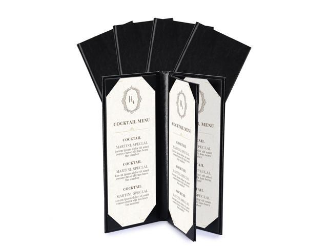 WeChef 5 Pack Menu Covers 4.25'x11' 4 View Angled Corners Wine List Restaurant