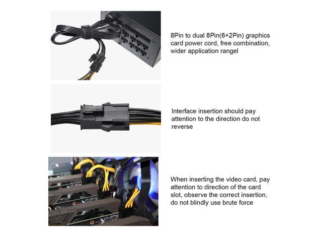PCI-e 6 Pin Male to Dual 8 Pin (6+2) Male PCI Express Power Adapter Cable for EVGA Modular Power Supply Cable for Graphics Video Card 8 pin...