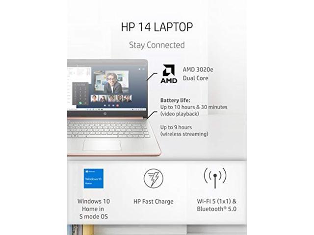 HP - 14-fq0030nr 14 Laptop, AMD 3020e, 4 GB RAM, 64 GB eMMC Storage, 14-inch HD Display, Windows 10 Home in S Mode, Long Battery Life, Microsoft...