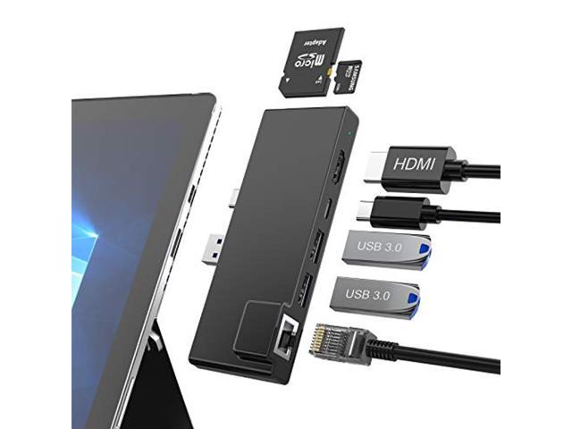 Surface Pro 7 Dock Hub, 7 in 2 Docking Station with 4K HDMI, USB Type C 60W PD, 1000M RJ45 Ethernet LAN, USB3.0 Port and SD/TF Card Reader Slot for.