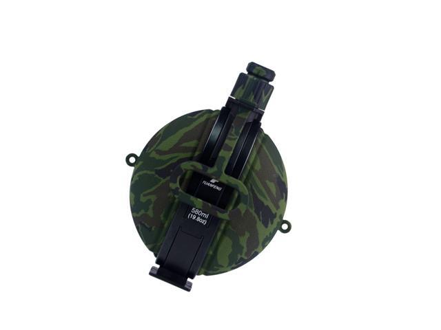 Collapsible Military Water Bottle Newly Designed Silicone Water Kettle Canteen with Compass Bottle Cap for Hiking Camping Outdoors (Camouflage Green)