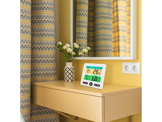 1pc Practical Durable Convenient Multipurpose Home Hygrothermograph Thermometer Clock Hygrometer Clock