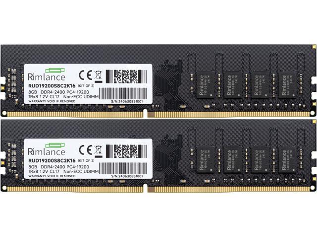 Rimlance 16GB (2X8GB) 1.2V DDR4 2400MHZ PC4-19200 UDIMM 1RX8 Desktop Memory
