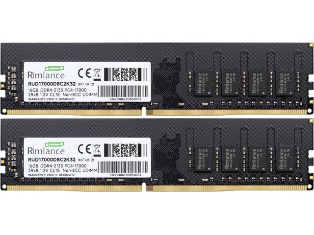 Rimlance 32GB (2X16GB) 1.2V DDR4 2133MHz PC4-17000 UDIMM 2RX8 Desktop Memory