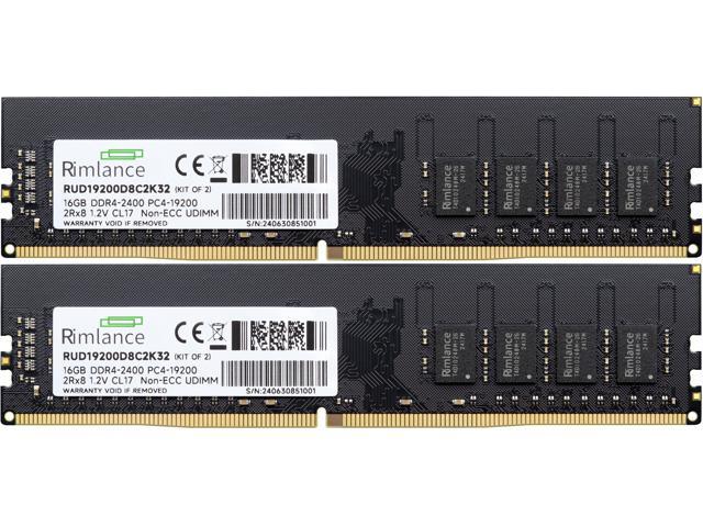 Rimlance 32GB (2X16GB) 1.2V DDR4 2400MHZ PC4-19200 UDIMM 2RX8 Desktop Memory