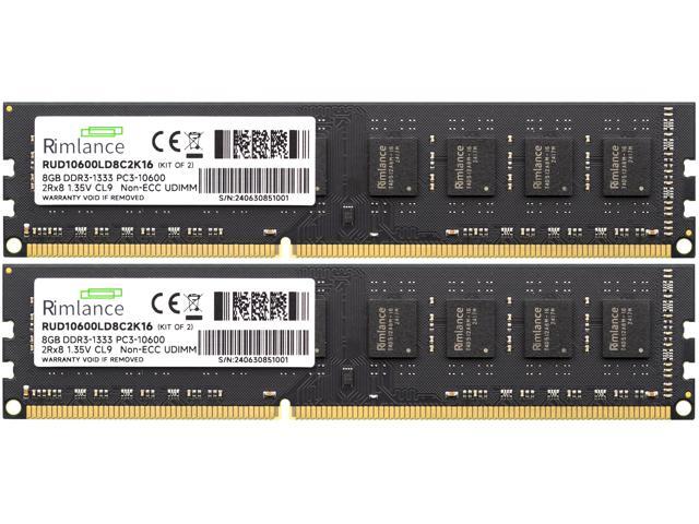 Rimlance 16GB (2X8GB) 1.35V DDR3 1333MHZ PC3-10600 UDIMM 2RX8