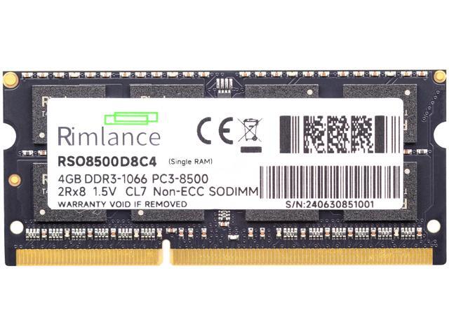 Rimlance 4GB (1X4GB) 1.5V DDR3 1066MHZ PC3-8500 SODIMM 2RX8
