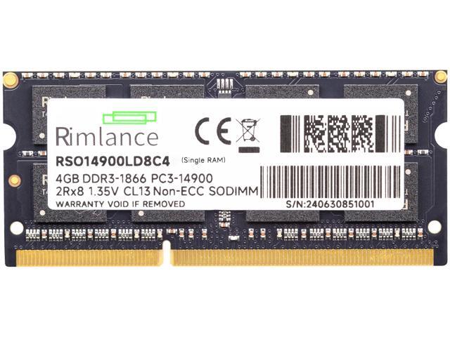 Rimlance 4GB (1X4GB) 1.35V DDR3 1866MHZ PC3-14900 SODIMM 2RX8