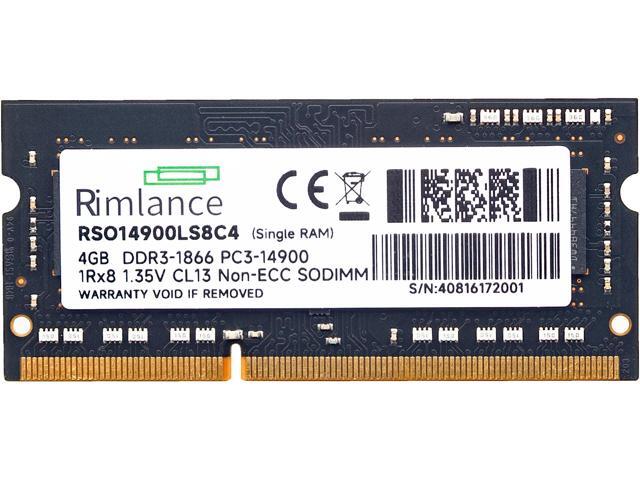 Rimlance 4GB (1X4GB) 1.35V DDR3 1866MHZ PC3-14900 SODIMM 1RX8