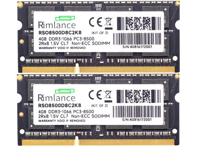 Rimlance 8GB (2X4GB) 1.5V DDR3 1066MHZ PC3-8500 SODIMM 2RX8