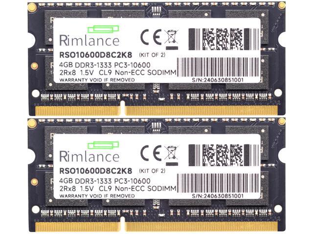 Rimlance 8GB (2X4GB) 1.5V DDR3 1333MHZ PC3-10600 SODIMM 2RX8