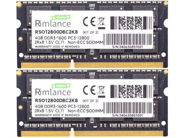 Rimlance 8GB (2X4GB) 1.5V DDR3 1600MHZ PC3-12800 SODIMM 2RX8