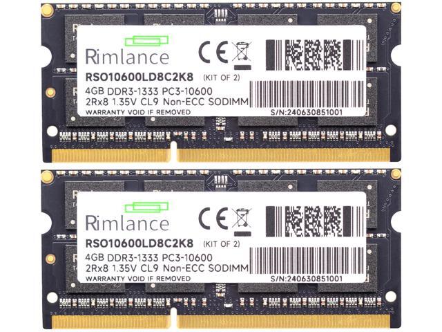 Rimlance 8GB (2X4GB) 1.35V DDR3 1333MHZ PC3-10600 SODIMM 2RX8