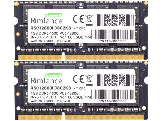 Rimlance 8GB (2X4GB) 1.35V DDR3 1600MHZ PC3-12800 SODIMM 2RX8