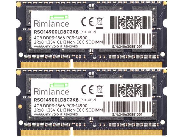 Rimlance 8GB (2X4GB) 1.35V DDR3 1866MHZ PC3-14900 SODIMM 2RX8