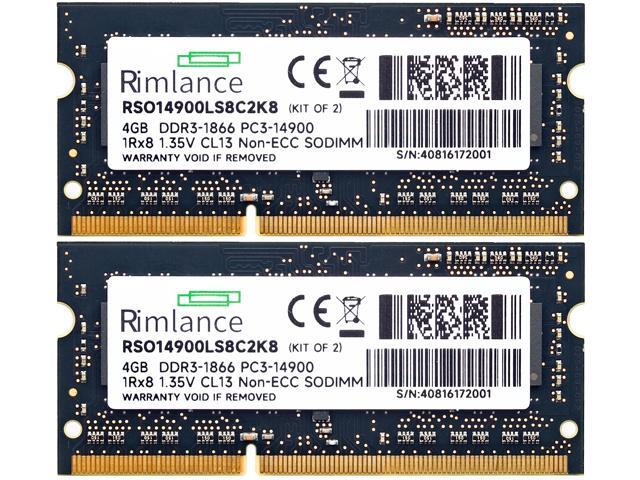 Rimlance 8GB (2X4GB) 1.35V DDR3 1866MHZ PC3-14900 SODIMM 1RX8