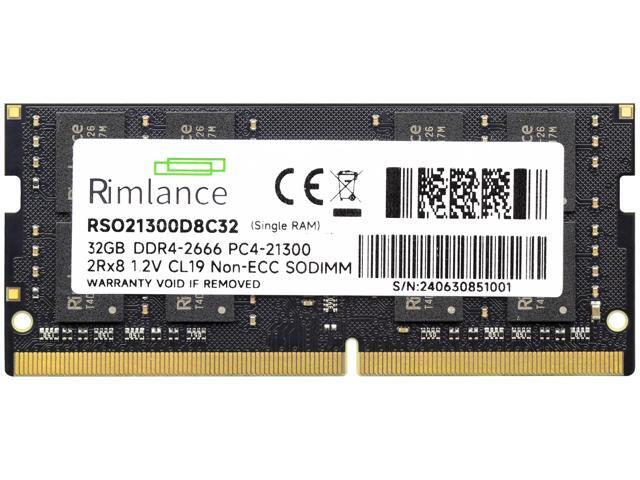 Rimlance 32GB (1X32GB) 1.2V DDR4 2666MHZ PC4-21300 SODIMM 2RX8