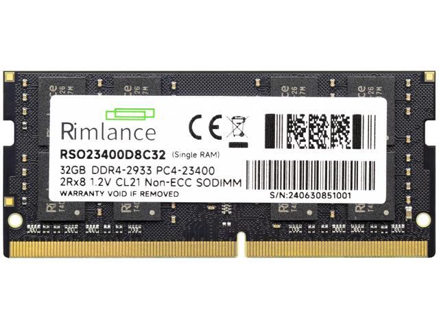 Rimlance 32GB (1X32GB) 1.2V DDR4 2933MHZ PC4-23400 SODIMM 2RX8