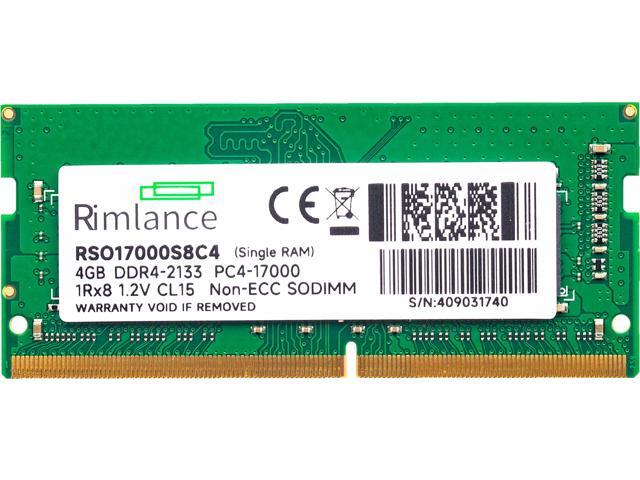 Rimlance 4GB (1X4GB) 1.2V DDR4 2133MHZ PC4-17000 SODIMM 1RX8