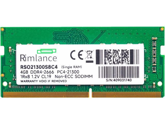 Rimlance 4GB (1X4GB) 1.2V DDR4 2666MHZ PC4-21300 SODIMM 1RX8