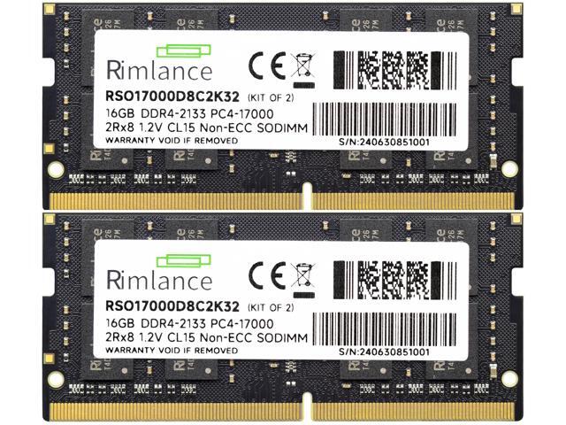 Rimlance 32GB (2X16GB) 1.2V DDR4 2133MHZ PC4-17000 SODIMM 2RX8