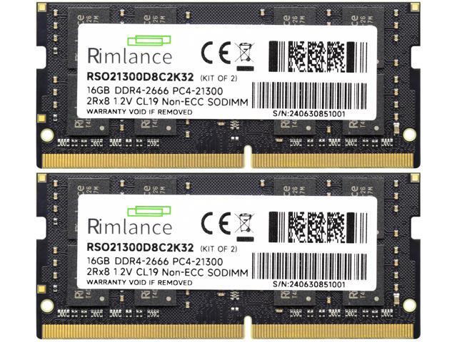 Rimlance 32GB (2X16GB) 1.2V DDR4 2666MHZ PC4-21300 SODIMM 2RX8