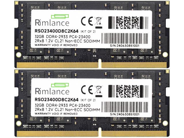 Rimlance 64GB (2X32GB) 1.2V DDR4 2933MHZ PC4-23400 SODIMM 2RX8