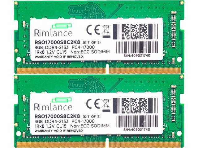 Rimlance 8GB (2X4GB) 1.2V DDR4 2133MHZ PC4-17000 SODIMM 1RX8