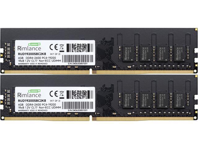 Rimlance 8GB (2X4GB) 1.2V DDR4 2400MHZ PC4-19200 UDIMM 1RX8