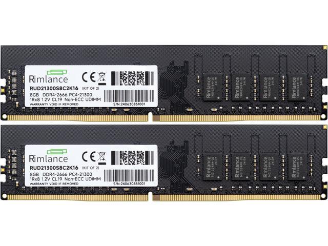 Rimlance 16GB (2X8GB) 1.2V DDR4 2666MHZ PC4-21300 UDIMM 1RX8