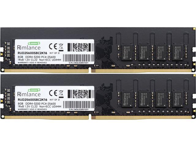 Rimlance 16GB (2X8GB) 1.2V DDR4 3200MHZ PC4-25600 UDIMM 1RX8
