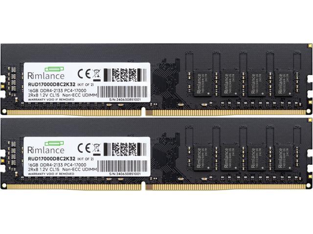 Rimlance 32GB (2X16GB) 1.2V DDR4 2133MHz PC4-17000 UDIMM 2RX8