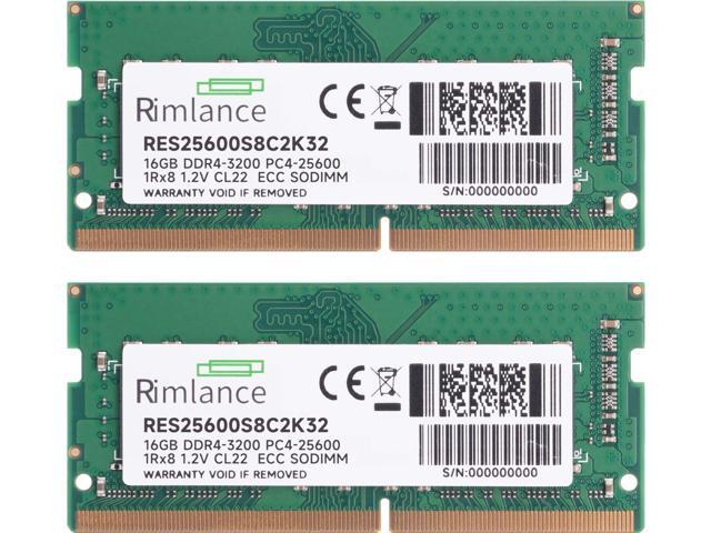 Rimlance 32GB (2X16GB) 1.2V DDR4 3200MHz PC4-25600 ECC SODIMM 1RX8