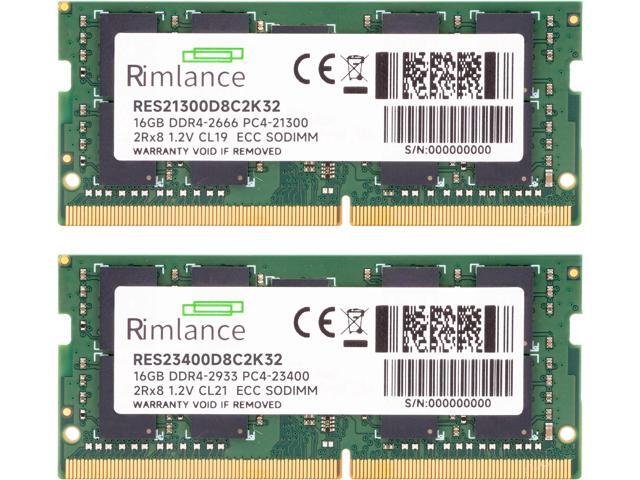 RIMLANCE RAM 32GB (2X16GB) 1.2V DDR4 2933MHz PC4-23400 ECC SODIMM 2RX8