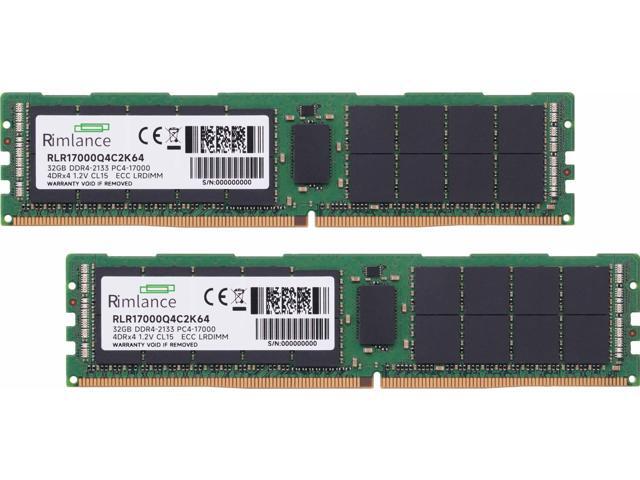 RIMLANCE RAM 64GB (2X32GB) DDR4 2133MHZ PC4-17000 1.2V 4RX4 288-PIN LRDIMM Load Reduced Server Memory KIT