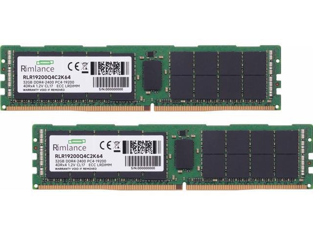 RIMLANCE RAM 64GB (2X32GB) DDR4 2400MHZ PC4-19200 1.2V 4RX4 288-PIN LRDIMM Load Reduced Server Memory KIT