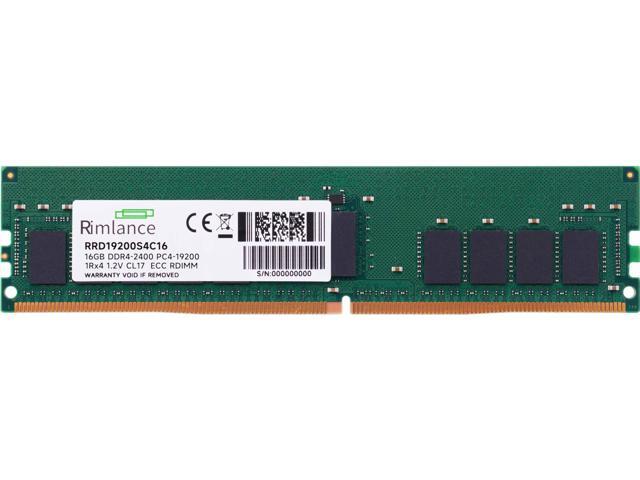 RIMLANCE 16GB (1X16GB) DDR4 2400MHZ PC4-19200 1RX4 1.2V 288-PIN ECC Registered RDIMM Server Memory