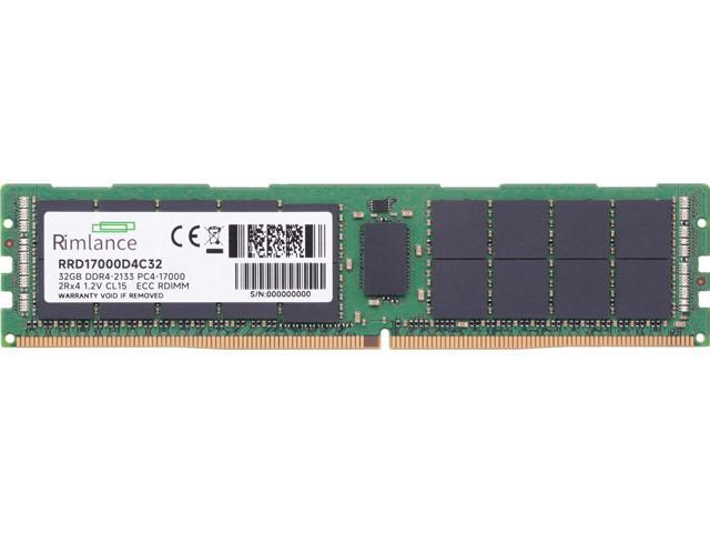 RIMLANCE 32GB (1X32GB) DDR4 2133MHZ PC4-17000 2RX4 1.2V 288-PIN ECC Registered RDIMM Server Memory