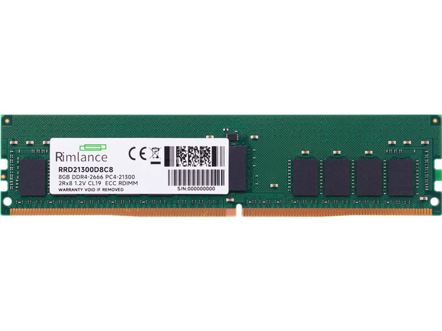 RIMLANCE 8GB(1X8GB) DDR4 2666MHz PC4-21300 RDIMM 2Rx8 1.2V 288-PIN ECC Registered RDIMM Server Memory