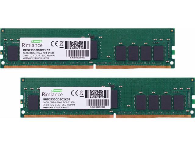 RIMLANCE 32GB(2X16GB) DDR4 2666MHz PC4-21300 2RX8 1.2V 288-PIN ECC Registered RDIMM Server Memory
