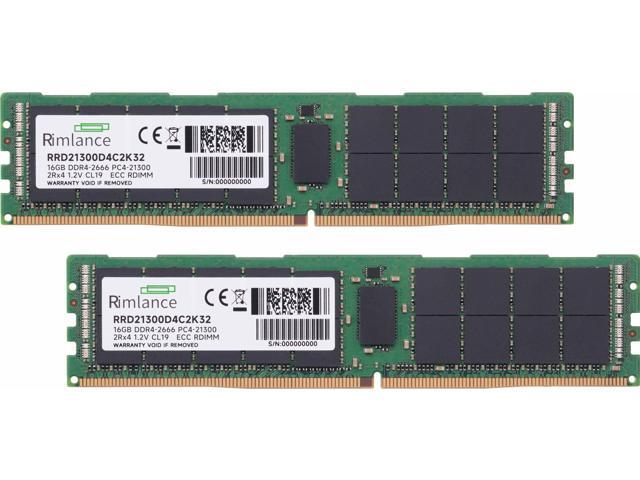 RIMLANCE 32GB(2X16GB) DDR4 2666MHz PC4-21300 2RX4 1.2V 288-PIN ECC Registered RDIMM Server Memory KIT