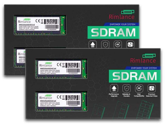 RIMLANCE RAM 256GB(4X64GB) DDR4 3200MHz PC4-25600 2Rx4 1.2V 288-PIN ECC Registered RDIMM Server Memory KIT Compatible with Dell PowerEdge XR11 Rack...