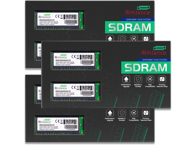 RIMLANCE RAM 384GB(6X64GB) DDR4 3200MHz PC4-25600 2Rx4 1.2V 288-PIN ECC Registered RDIMM Server Memory KIT Compatible with Dell PowerEdge XR11 Rack...