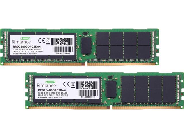 RIMLANCE 64GB (2x32GB) DDR4 3200MHz PC4-25600 2RX4 1.2V 288-PIN ECC Registered RDIMM Server Memory KIT
