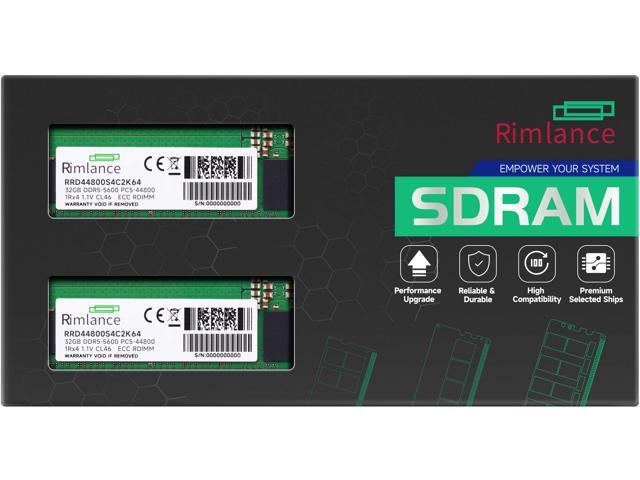 RIMLANCE 64GB(2x32GB) DDR5 5600MHz PC5-44800 1Rx4 1.1V 288-PIN ECC Registered RDIMM Server Memory KIT