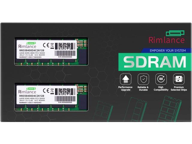 RIMLANCE 128GB(2x64GB) DDR5 4800MHz PC5-38400 2Rx4 1.1V 288-PIN ECC Registered RDIMM Server Memory KIT