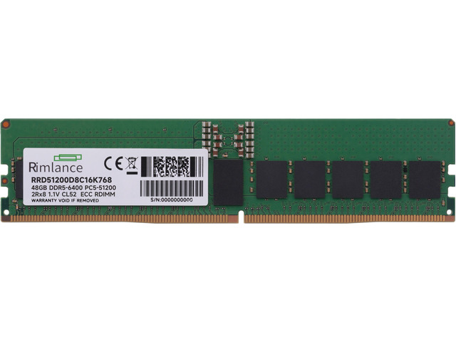 RIMLANCE 768GB (16 x 48GB) DDR5 6400MHz PC5-51200 2Rx8 1.1V 288-PIN ECC RDIMM Re