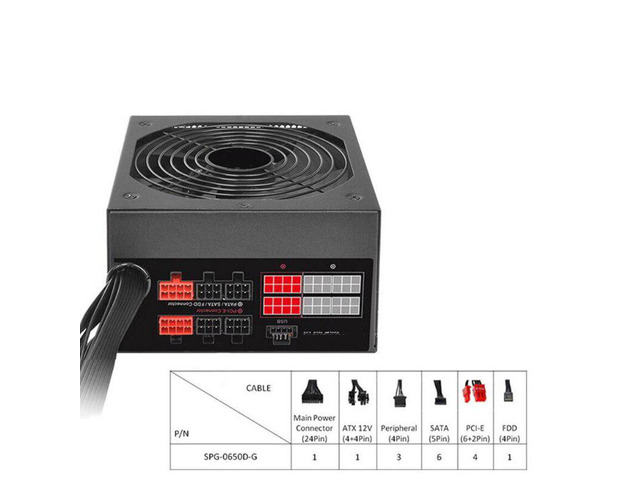 For Thermaltake(Tt) Brand Smart DPS G 650W 80plus Gold Half Module Power Supply 650W Power Supply SPG-0650D-G