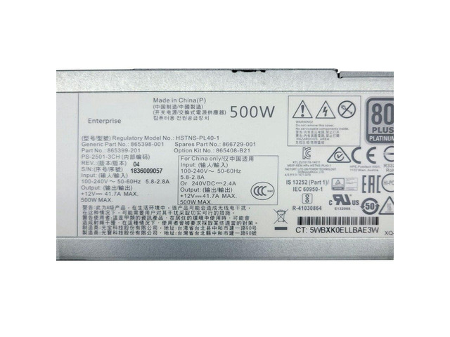 OIAGLH 500W for G10 Gen10 Gen 10 80 Plus Platinum Switching Power Supply HSTNS-P